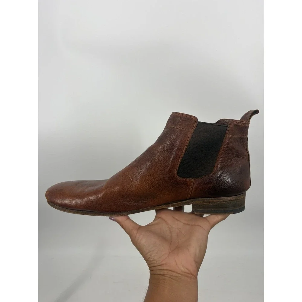 Eleganza Franco Cimadamore Chelsea ankle boots brown leather Made Italy sz 10